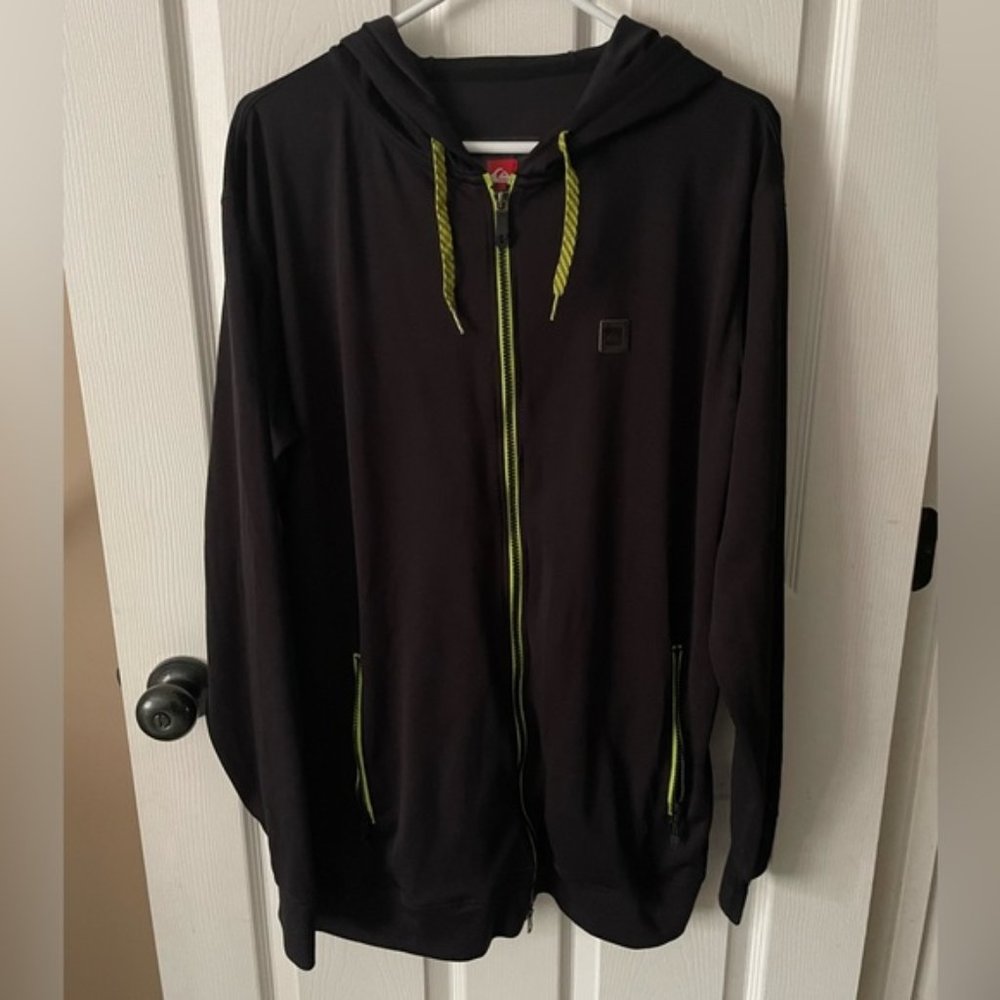 QUICKSILVER BLACK ZIPPERED JACKET WITH HOODIE SIZE MEDIUM UTILITY COLLECTION